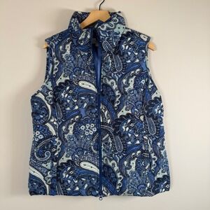 Talbots Paisley Duck Down Feather Filled Puffer Vest Medium Petite‎ MP Zip Up